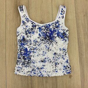 Cartise Sequin Blue & White Tank Top Sz 6​​​​